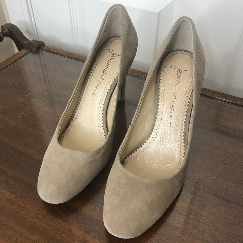 Jean - Michel Cazabat leather suede light taupe 4 inch heels, size 38.5, US 8